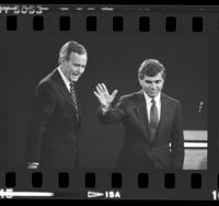 George W. H. Bush and Michael Dukakis at presidential debate at UCLA, 1988