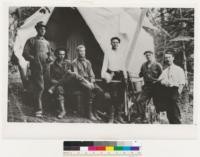 F. N. Aylward; M. C. Warren; H. L. Hansen; A. F. Hall; D. Dunning; Professor D. Bruce. The first camp. Quincy, 1915
