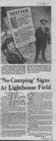 No Camping" Signs at Lighthouse Field"