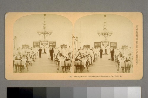Dining Hall of the Raymond, Pasadena, Cal [California], U.S.A. 1887