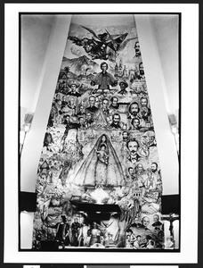 Vertical view of a mural above the altar at Ermita de la Caridad (La Ermita), Miami, Florida, 2002