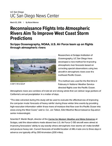 Reconnaissance Flights Into Atmospheric Rivers Aim To Improve West Coast Storm Predictions
