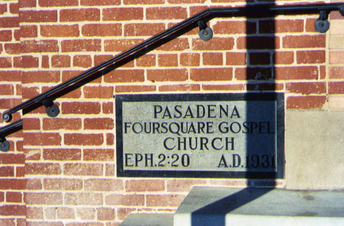 Pasadena Foursquare Church cornerstone