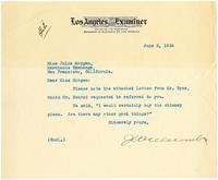 Letter from Joseph Willicombe to Julia Morgan, June 2, 1926