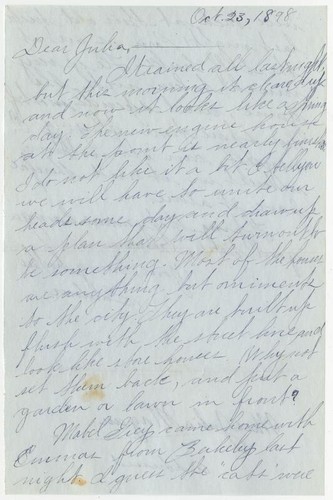 Letter from Gardner Morgan to Julia Morgan, October 23, 1898