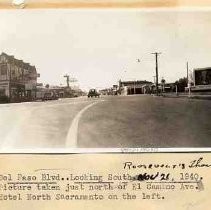 Del Paso Blvd. Looking South. Roosevelt's Thanksgiving Day, Nov. 21, 1940