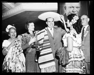 Nixon at Ambassador Hotel and coffee meeting rally, 1956