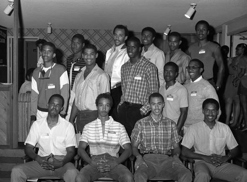Morehouse College alumni posing together, Inglewood, 1983