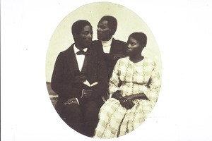 Catechist Karl Rheindorf with his wife and father - in Odumase