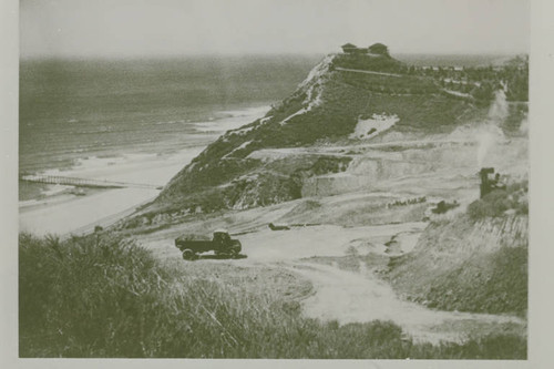 Grading the beach for the construction of the Bel Air Bay Club
