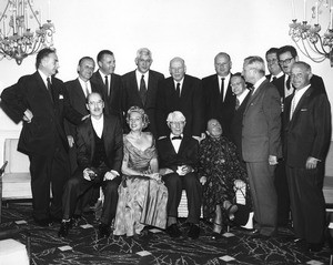 Lion Feuchtwanger and wife Marta with friends at Sandberg Dinner, 1958