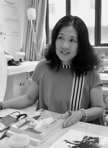 Qiu Peina in studio at Beijing Institute of Fashion Technology
