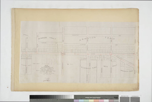 Map showing proposed widening of Adams Street, Los Angeles County, Calif., from Los Angeles City limits West