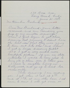 Mrs. H.M. Plemon, letter, 1937-06-21, to Hamlin Garland