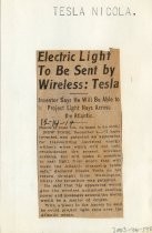 Electric Light To Be Sent by Wireless: Tesla