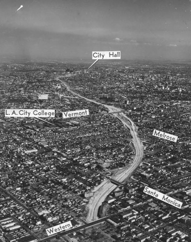 Aerial view of Hollywood Freeway