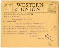 Telegram from Joseph Willicombe to Julia Morgan, January 17, 1928