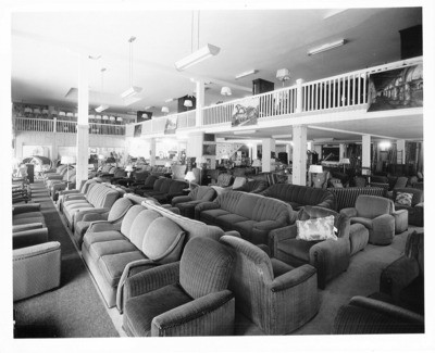 Department Stores - Stockton: Interior of an unidentified furniture store