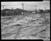 Mud deposited in a street by a catastrophic flood and mudslide, La Crescenta-Montrose, 1934