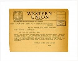 Telegram from Secretary of the Navy to Isidore B. Dockweiler, September 8, 1945