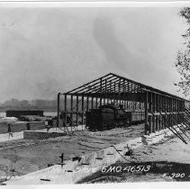 Exterior view of Southern Pacific Company's railyards construction site progress on General Store No. 1 for G.M.O. 46513 in 1921