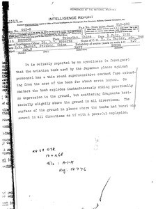 Naval Intelligence. Report on Japanese aviation bomb, 1933