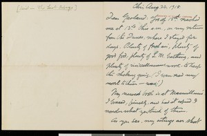 Henry Blake Fuller, letter, 1918-08-22, to Hamlin Garland