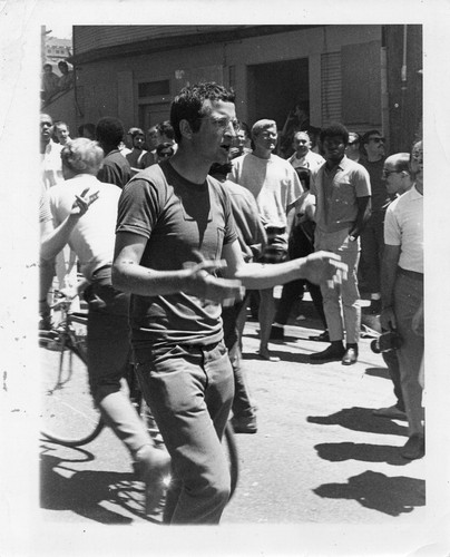 Frank Bardacke at memorial march, 1969