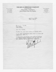 Letter to J. D. Black from Geo. H. Eberhard