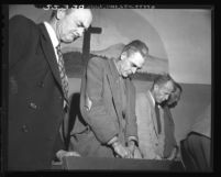 Men of Skid Row missions at prayer on Christmas Day in Los Angeles, Calif., 1948