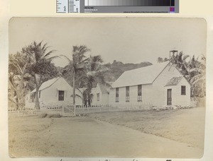 Mission house and church, Tanna, ca.1890