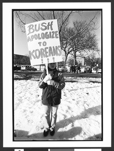 South Korean student demonstration against United States military negligent homicide of two Korean girls in Korea, the Ellipse, Washington, D.C., 2002