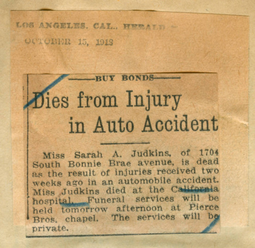 Dies from injury in auto accident