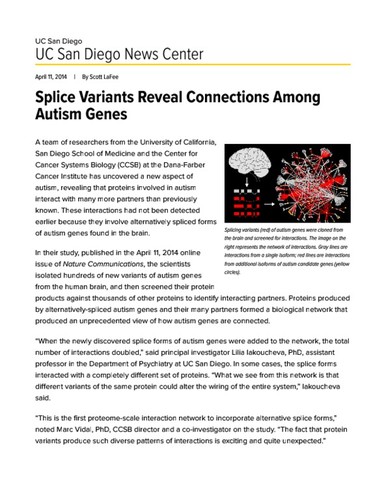 Splice Variants Reveal Connections Among Autism Genes