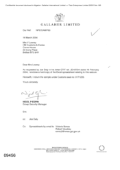 [Letter from Nigel P Espin to V Lowrey regarding the enclosed copy of the Excel Spreadsheet relating to CTIT re JD197/04 Seizure]