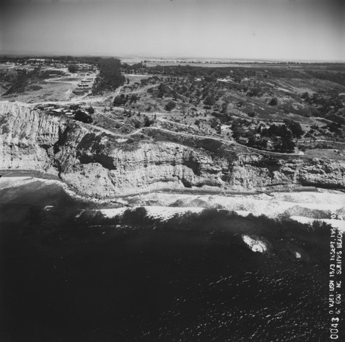 Aerial view of the cliffs, canyon, and area just north of Scripps Institution of Oceanography. September 16, 1954