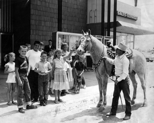 Movie horse visits children
