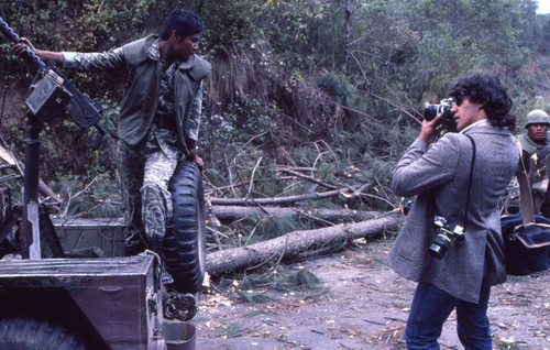 Photographer captures a soldier, Guatemala, 1982