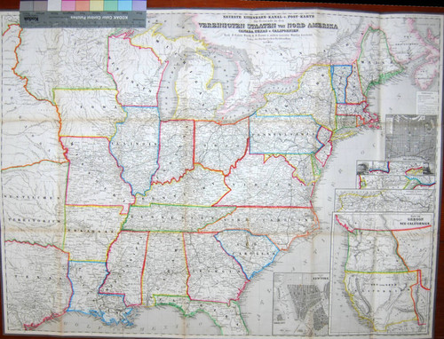 Neueste Eisenbahn - Kanal - u. Post-Karte für Reisende in den Vereinigten Staaten von Nord Amerika Canada, Texas u. Californien. Nach J. Calvin Smith, H. S. Tanner u. andern neuesten Quellen Bearbeitet