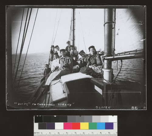 Wave (yacht) sailing party in Carquines Straits. [photographic print]