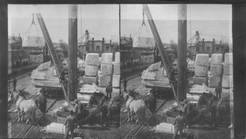 Receiving station of marble blocks at the mill. Vermont