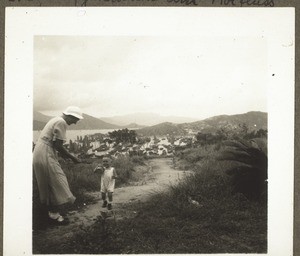 Berthi and Peter Métraux on the way to the village. View from the house to the north