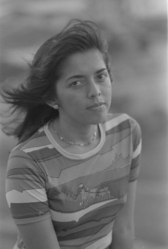 Woman close-up portrait, San Basilio de Palenque, 1976