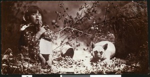 Indian girl acorn gatherer and dog, Mendocino, California, ca.1904