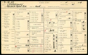WPA household census for 1605 GOLDEN GATE AVENUE, Los Angeles