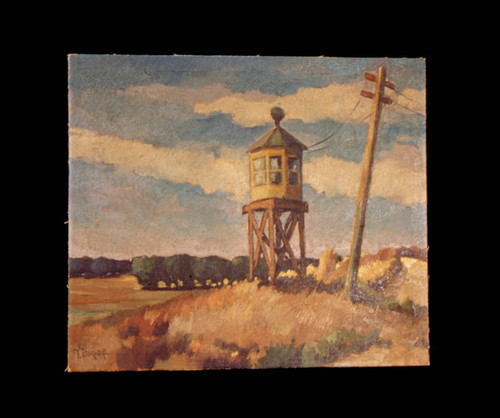 Painting of Granada Relocation Center watchtower