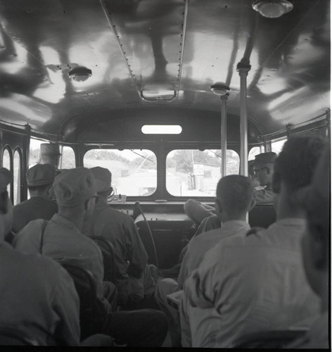 Soldiers arriving by bus to Panmunjom