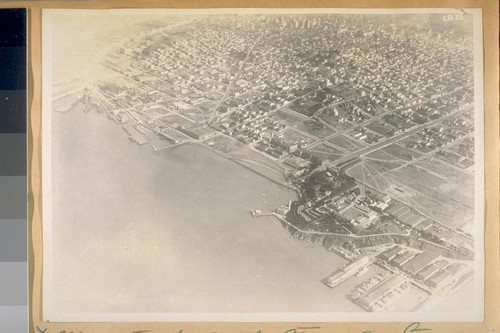 Fort Mason and the water front San Francisco from the sky. 1920