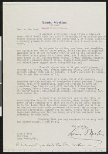 Louis Mertins, letter, 1937-07-07, to Hamlin Garland