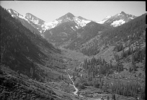 Mineral King Valley, Farewell Gap, View south down Valley